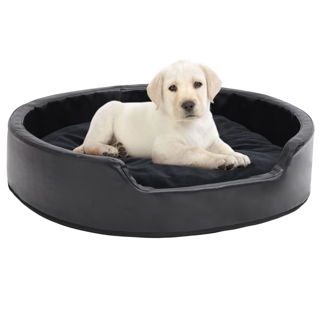 Vidaxl Dog Basket 79x70x19 cm en peluche et en cuir artificiel noir