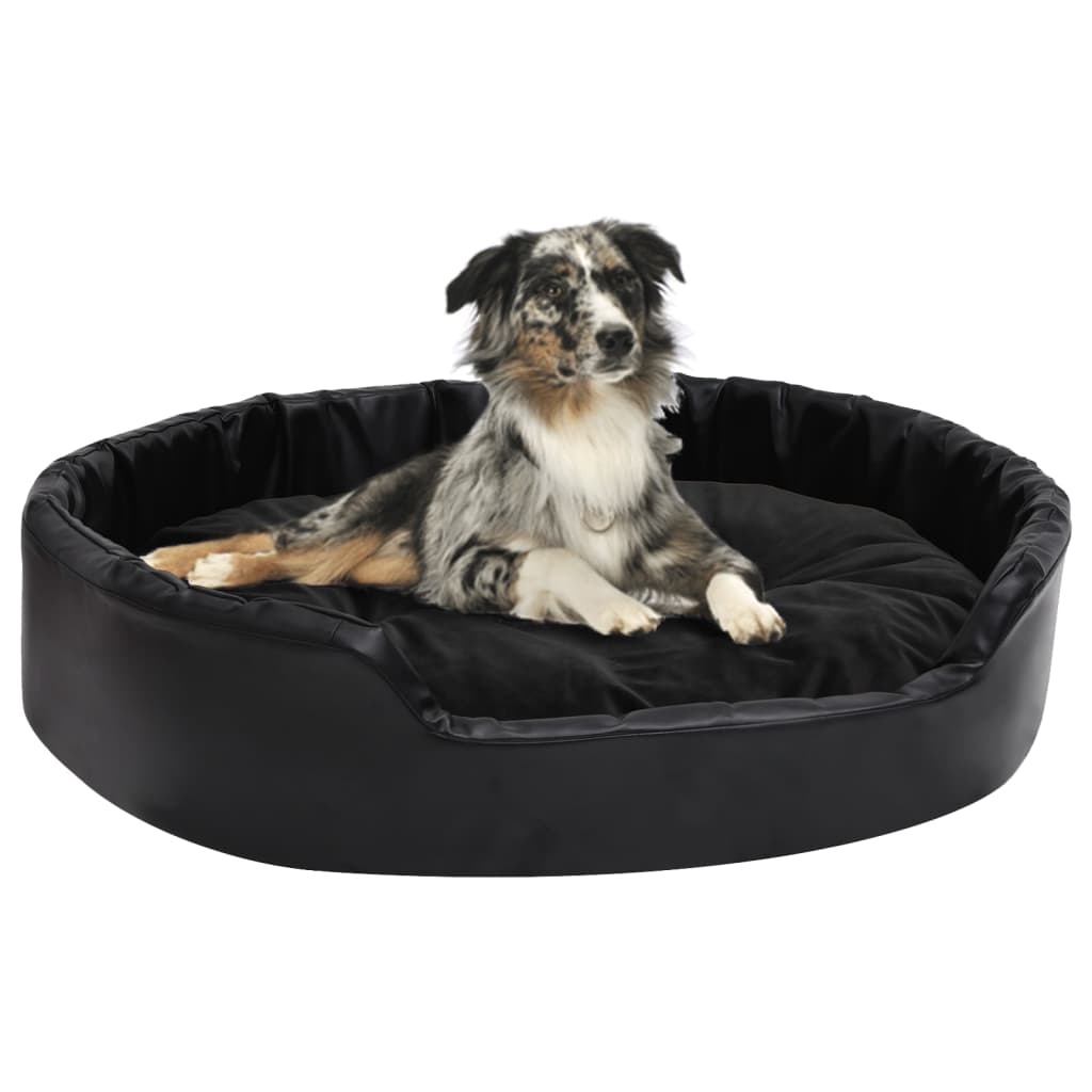 Vidaxl Canasta de perros 90x79x20 cm peluche y cuero artificial negro