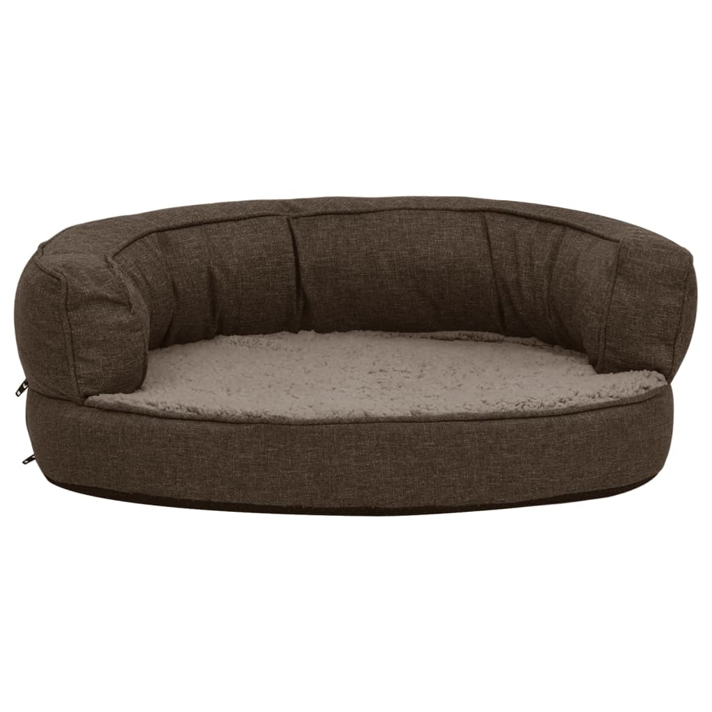 Vidaxl dog bed ergonomic linen-look 60x42 cm Fleece brown