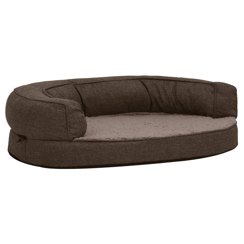 Vidaxl Hundebett Ergonomische Leinen-Look 75x53 cm Fleece Brown