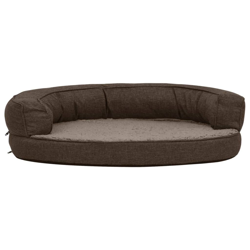 Vidaxl Hundebett Ergonomische Leinen-Look 75x53 cm Fleece Brown