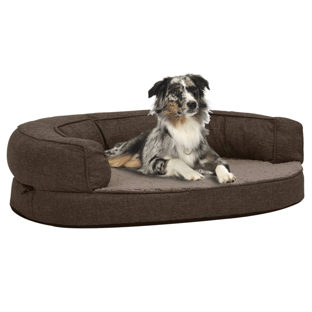 Vidaxl Hundebett Ergonomische Leinen-Look 75x53 cm Fleece Brown