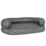 Vidaxl dog basket with ergonomic foam 75x53 cm artificial leather gray