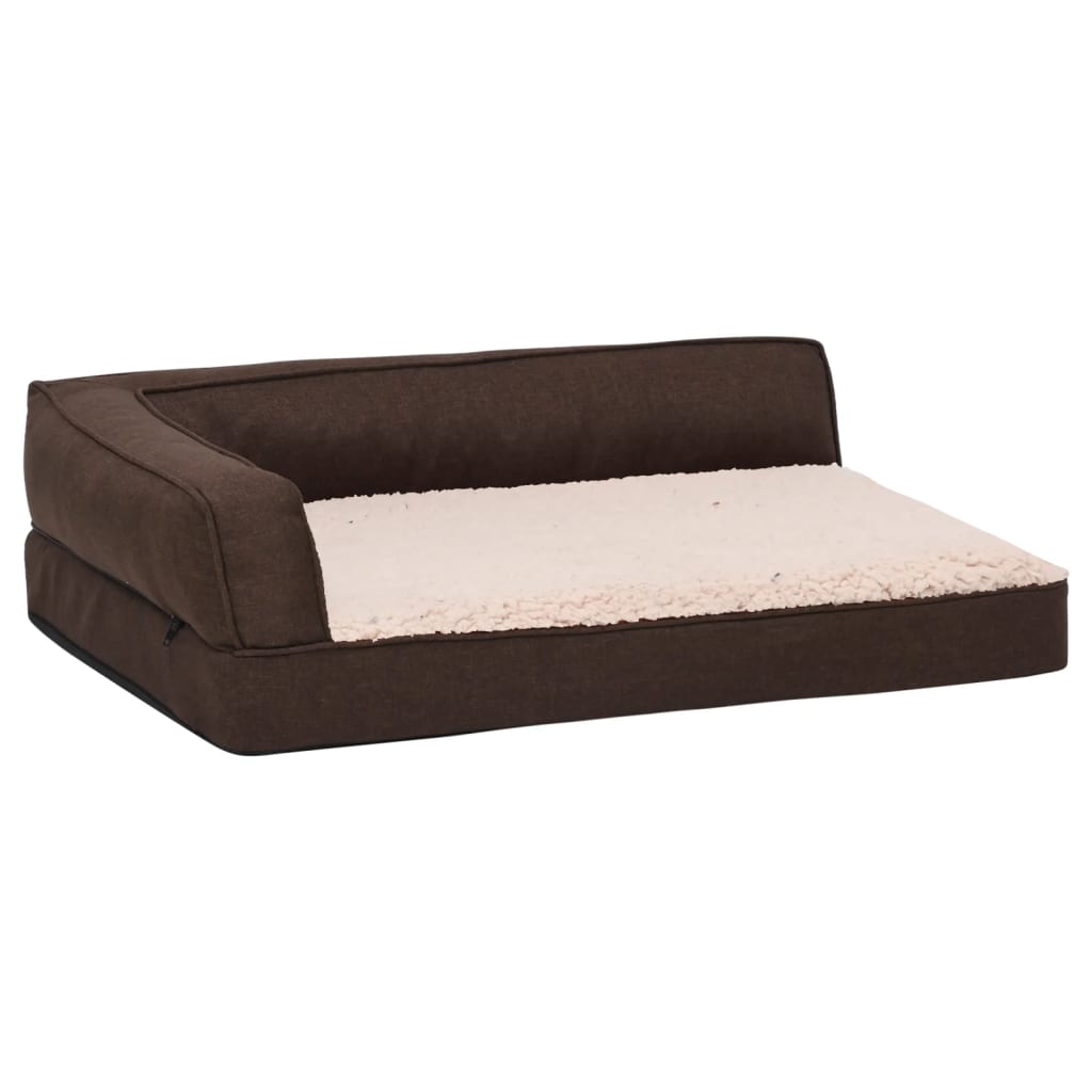 Vidaxl cama para perros lino ergonómico-aspecto 60x42 cm vellón marrón