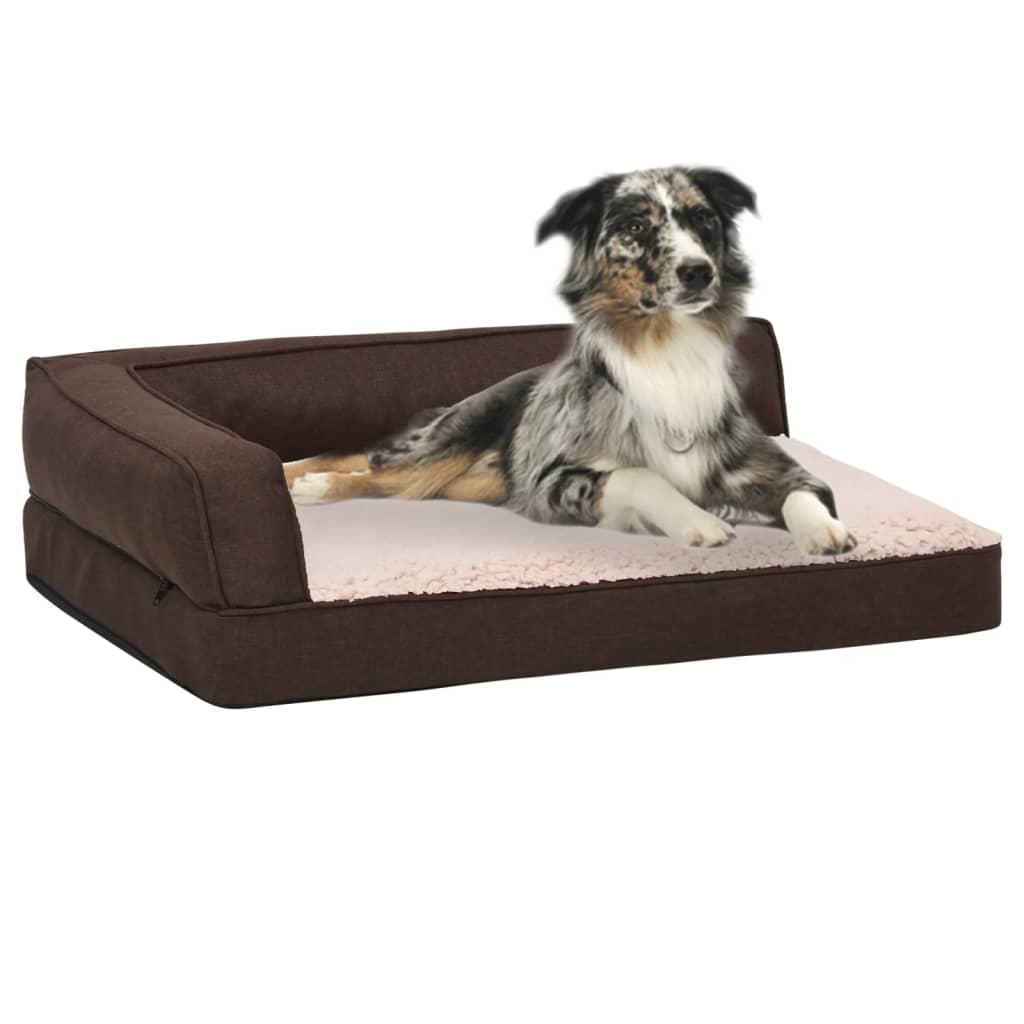 Vidaxl cama para perros lino ergonómico-aspecto 60x42 cm vellón marrón