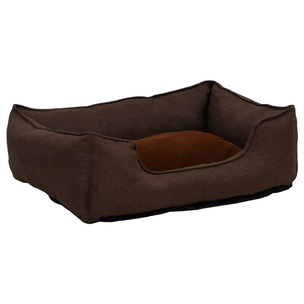 VidaXL Hondenmand linnen-look 85,5x70x23 cm fleece bruin