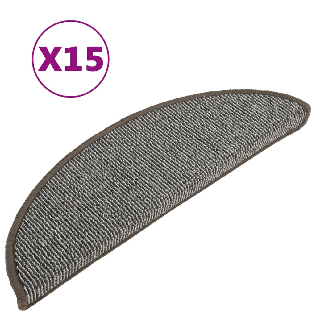 Vidaxl stair mats 15 st 56x17x3 cm gray