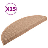 Vidaxl stair mats 15 st 56x17x3 cm light brown