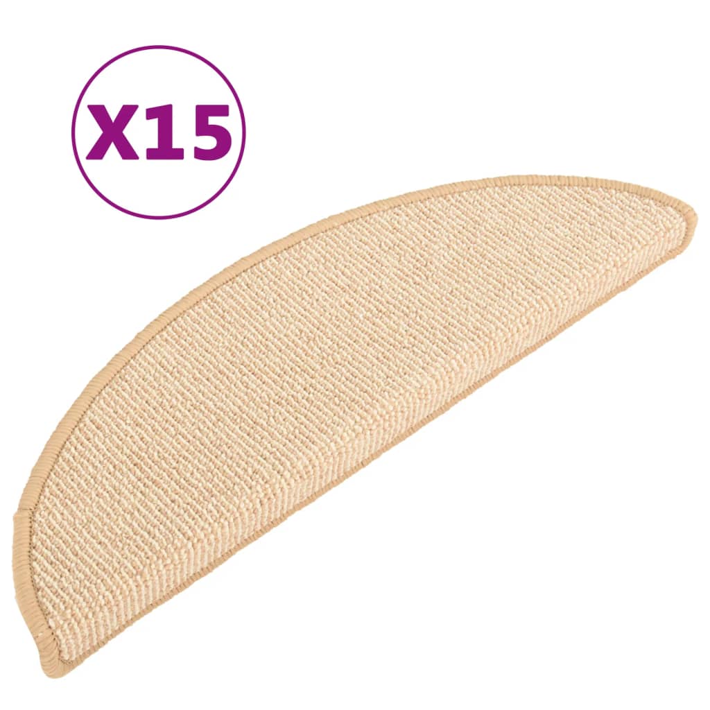 Vidaxl trapmatten 15 st 56x17x3 cm crèmekleurig