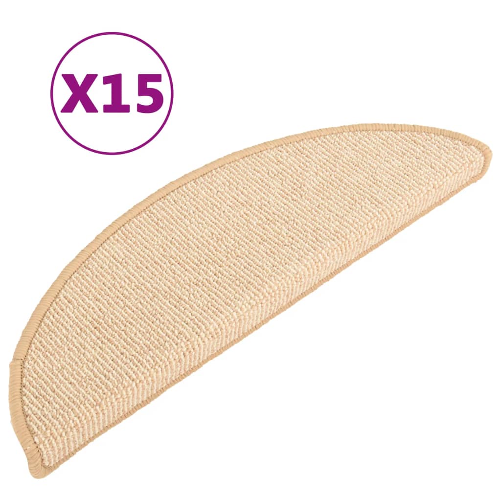 Mattes d'escalier Vidaxl 15 ST 56X17X3 CM CRÈME Hémisphère
