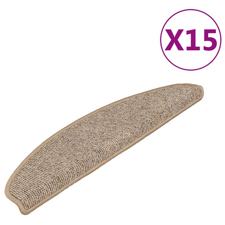 VidaXL Tapis d'escalier 15 pcs 65x21x4 cm gris et marron
