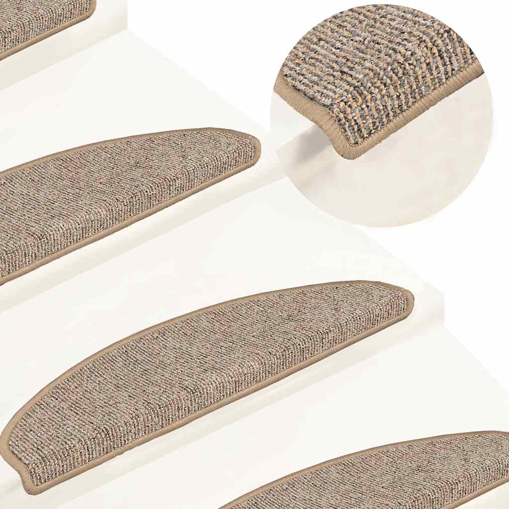 VidaXL Tapis d'escalier 15 pcs 65x21x4 cm gris et marron