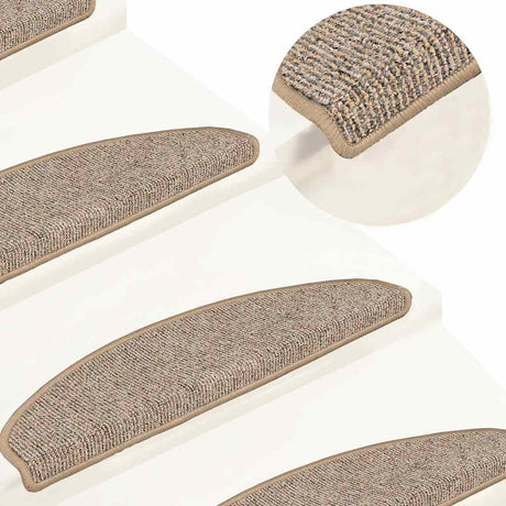 VidaXL Tapis d'escalier 15 pcs 65x21x4 cm gris et marron