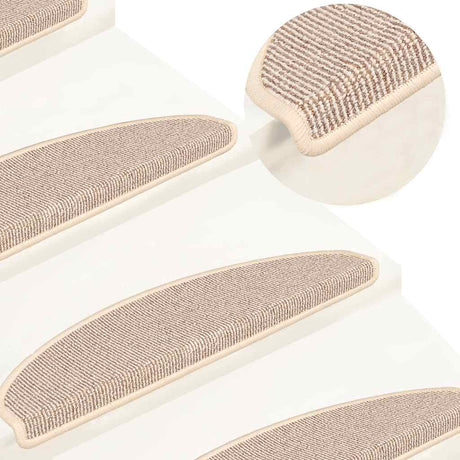 VidaXL Tapis d'escalier 15 pcs 65x21x4 cm blanc et marron