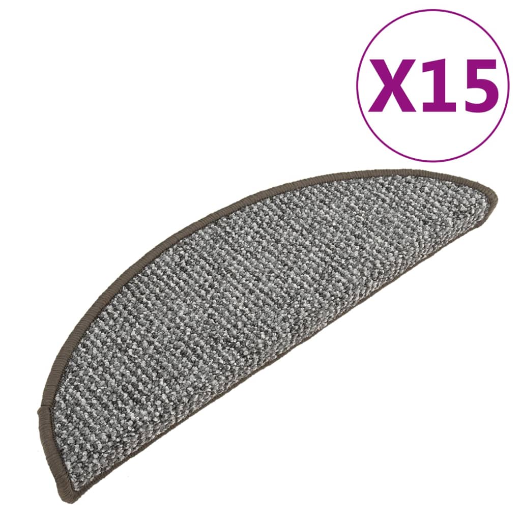 Vidaxl stair mats 15 st 56x17x3 cm gray