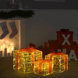 Boîtes-cadeaux d'éclairage de Noël Vidaxl 3 St acrylique décoratif blanc chaud blanc