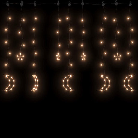 Vidaxl Light Garland Star and Moon Remote Control 138 LEDS WHITE CHAUD