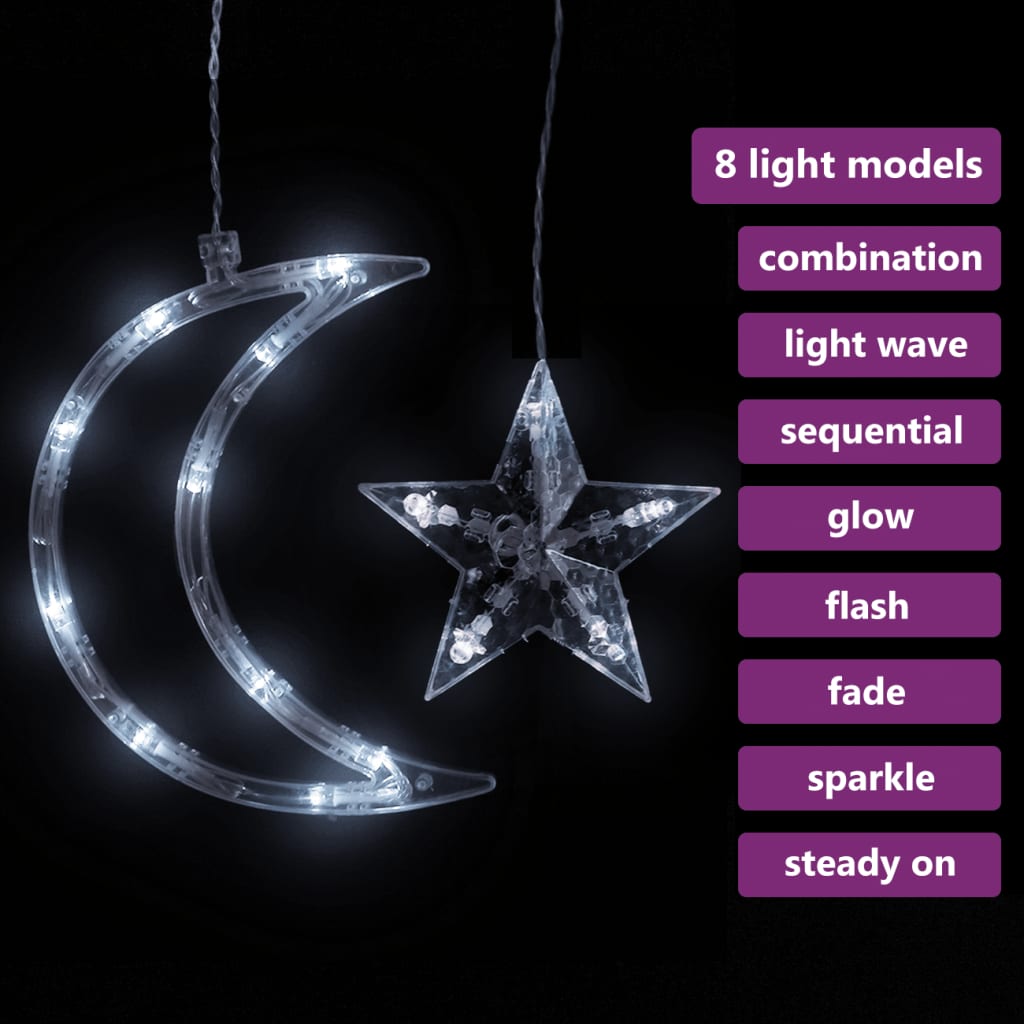 Vidaxl Light Garland Star and Moon Remote Control 138 LED BIANCO