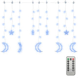 Vidaxl Light Garland Star et Moon Remote Control 138 LEDS BLUE