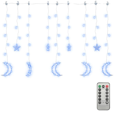 Vidaxl Light Garland Star et Moon Remote Control 138 LEDS BLUE