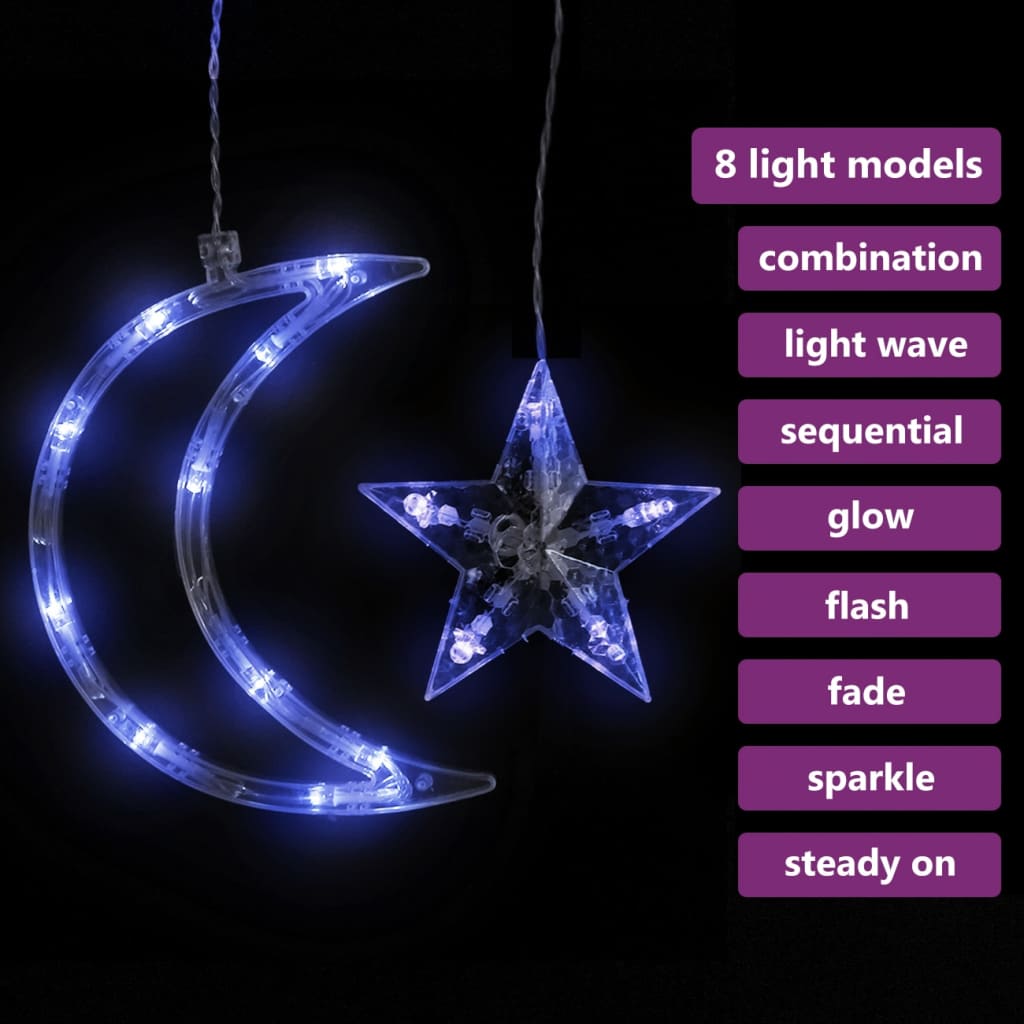 Vidaxl Light Girland Star und Mond Fernbedienung 138 LEDs Blau