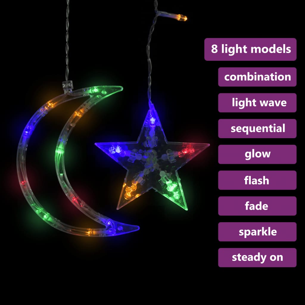 Vidaxl Light Garland Star and Moon 138 LED wielookrąglony