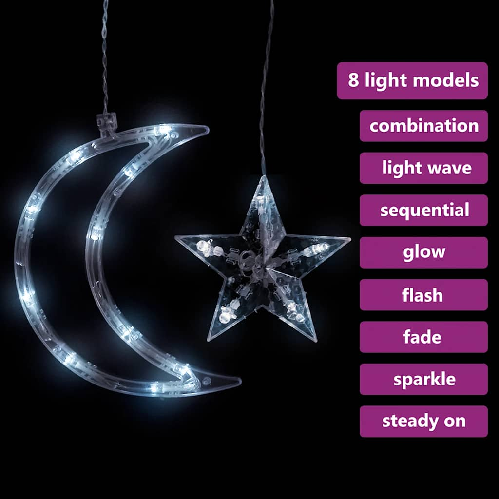 Vidaxl Light Garland Star og Moon Remote Control 345 LEDS kaldt hvitt