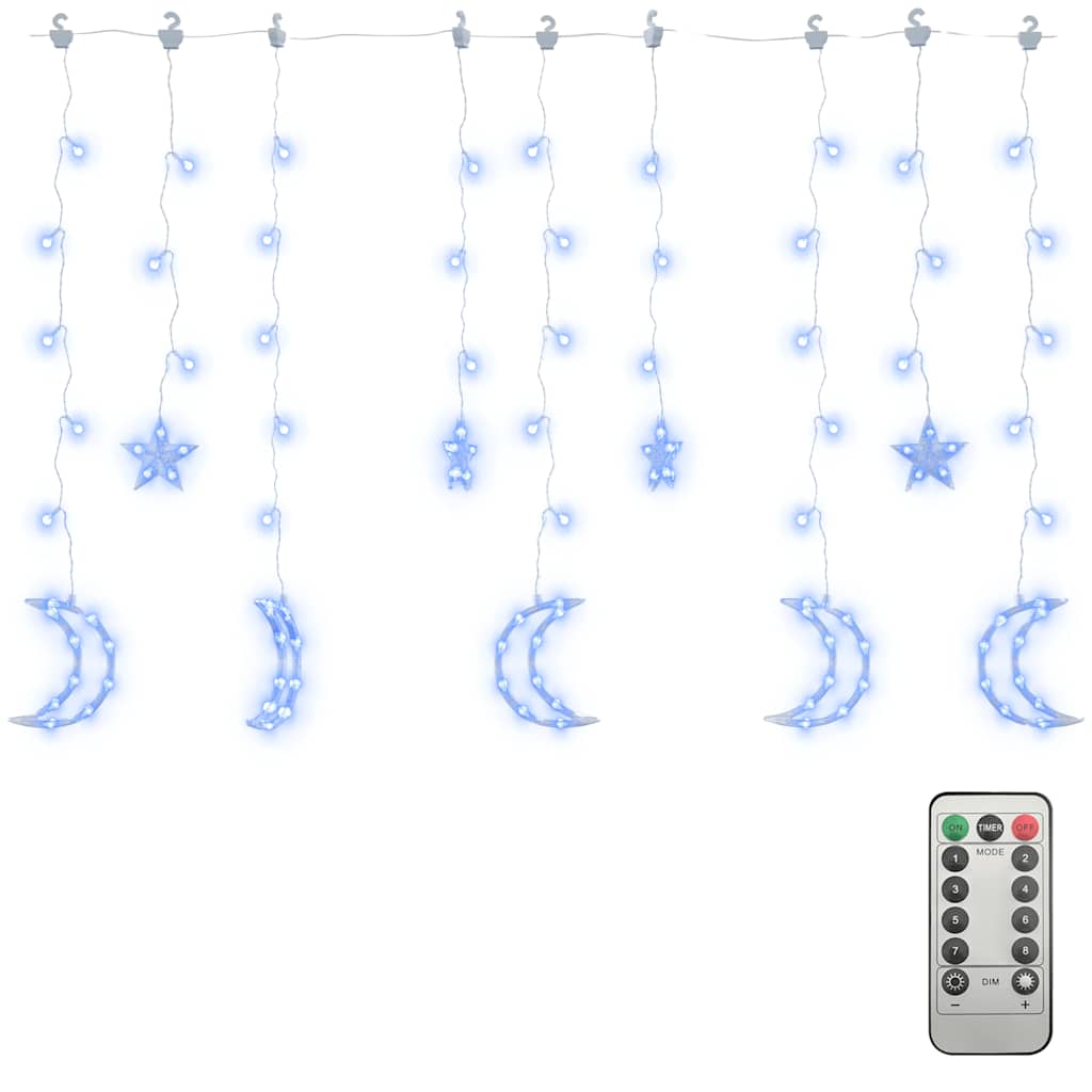 Vidaxl Light Garland Star and Moon Remote Control 345 LEDS BLUE