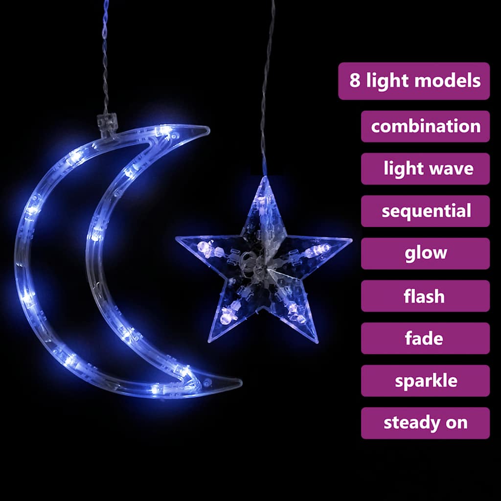 Vidaxl Light Garland Star a Moon Remote Control 345 LED modrá