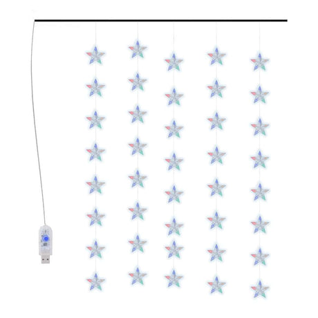 Étoiles de rideau de cordon lumineux vidaxl avec 200 LED 8 fonctions multi-colorants