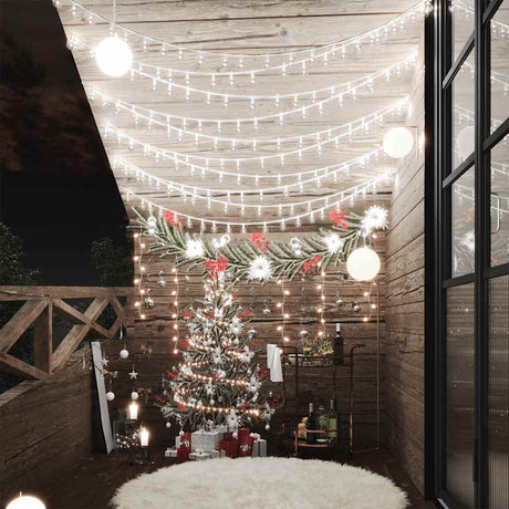 Cordon lumineux VidaXL avec 200 LED, 8 fonctions, blanc froid, 20 m