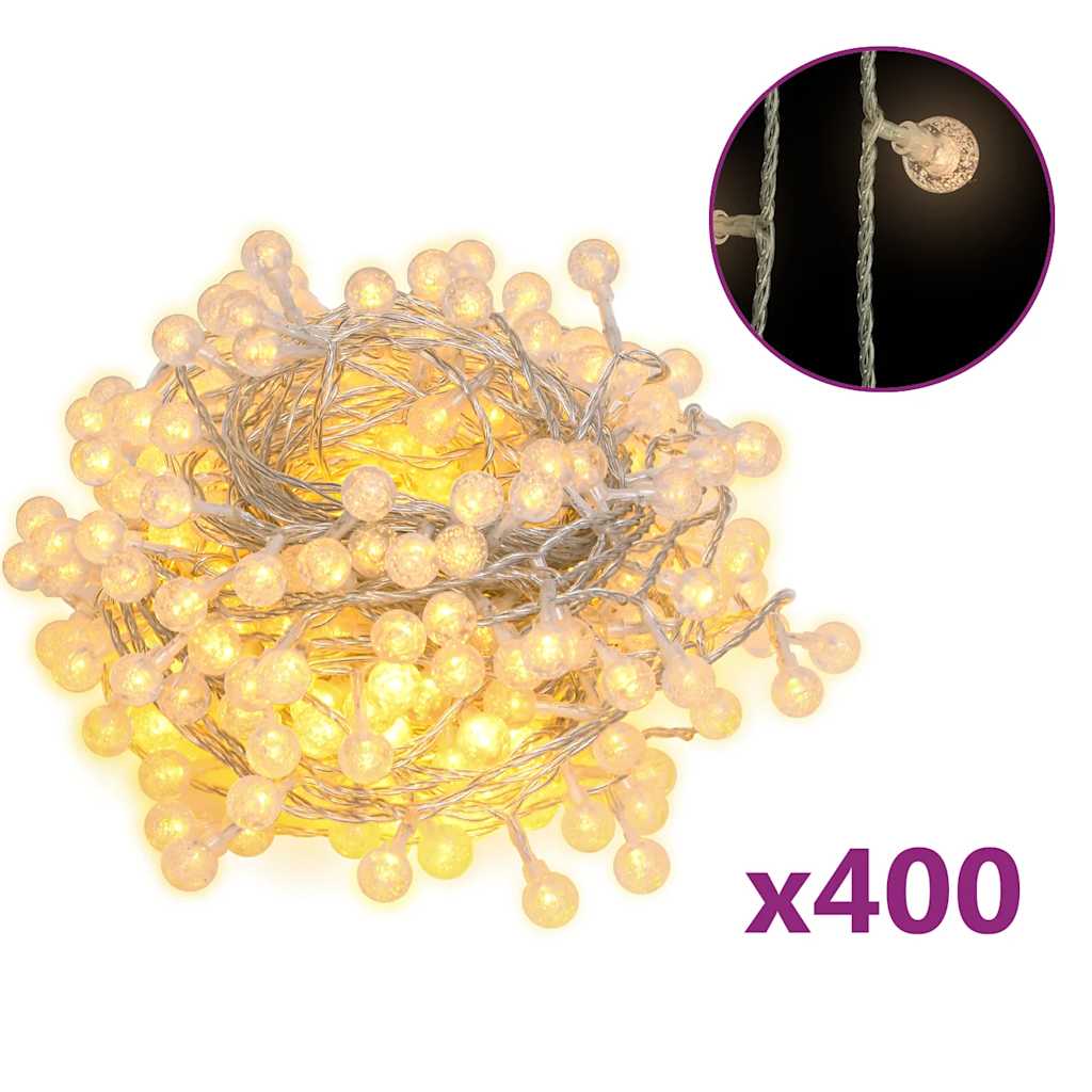 Cordon lumineux Vidaxxl avec 400 LED, 8 fonctions, blanc chaud, 40 m