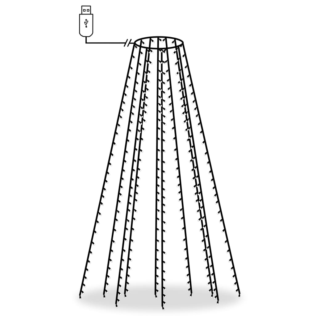 Vidaxl juletrebelysning med 300 lysdioder Multi -farget netto 300 cm