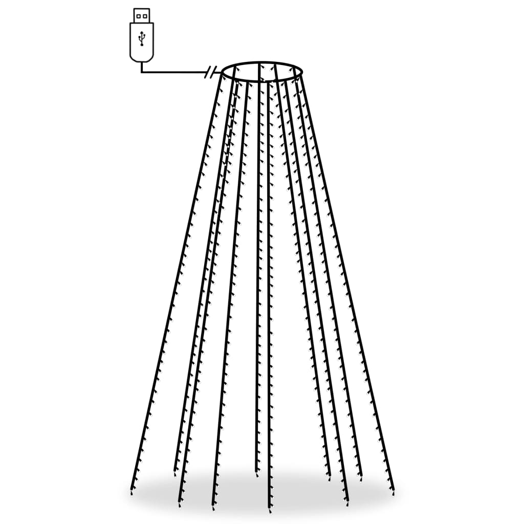 Vidaxl Božično drevo razsvetljava 500 LED večkolornih znotraj 500 cm