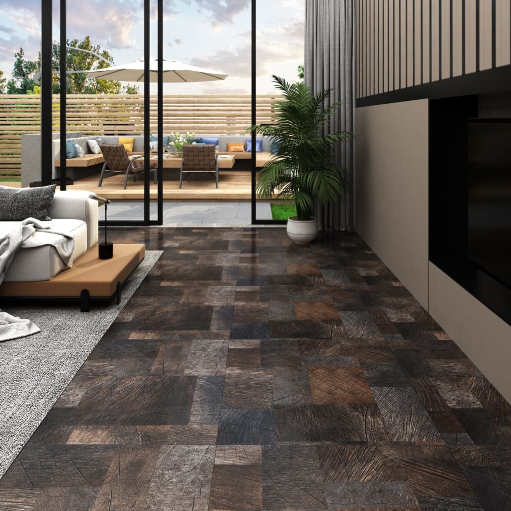 Planches de sol VidaXL 20 pièces autocollantes 1,86 m² structure en bois
