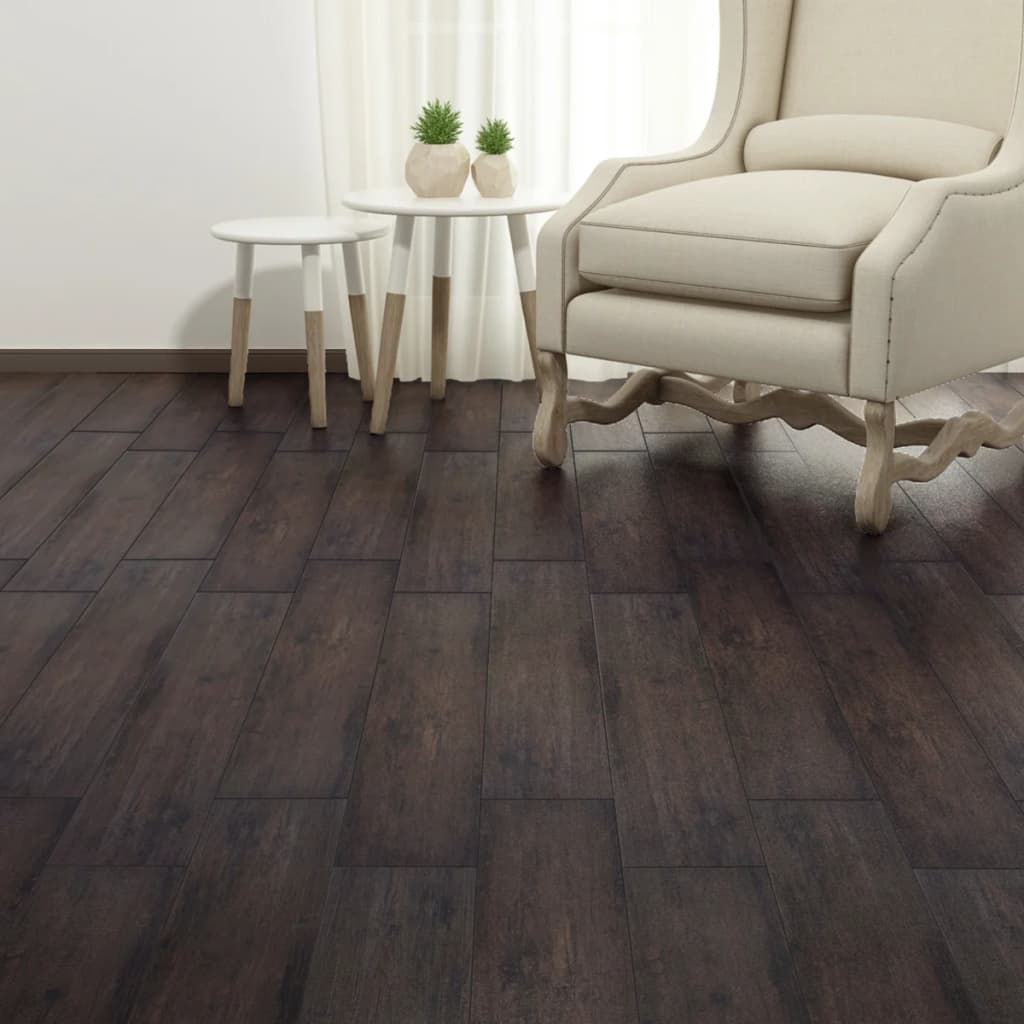 Vidaxl Piso de piso Autoadhesivo 5.21 m² 2 mm PVC Dark Brown