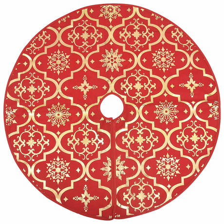 VidaXL jupe de sapin de Noël de luxe avec chaussette rouge 122 cm tissu