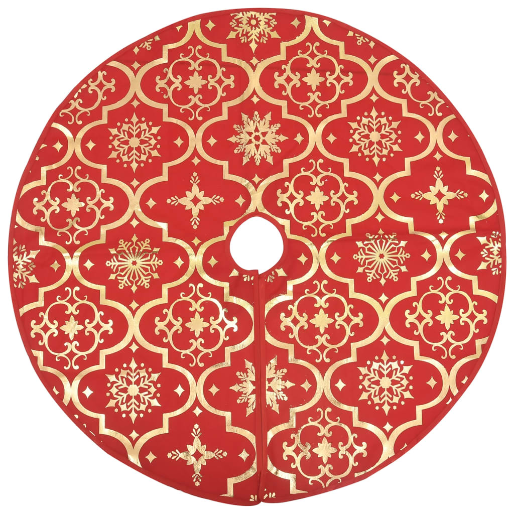 VidaXL jupe de sapin de Noël de luxe avec chaussette rouge 150 cm tissu
