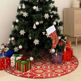 VidaXL jupe de sapin de Noël de luxe avec chaussette rouge 150 cm tissu