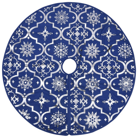 Vidaxl Jupe d'arbre de Noël luxe avec chaussette 90 cm tissu bleu