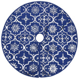 Vidaxl Jupe d'arbre de Noël luxe avec chaussette 122 cm tissu bleu