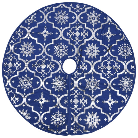 Vidaxl Jupe d'arbre de Noël luxe avec chaussette 150 cm tissu bleu
