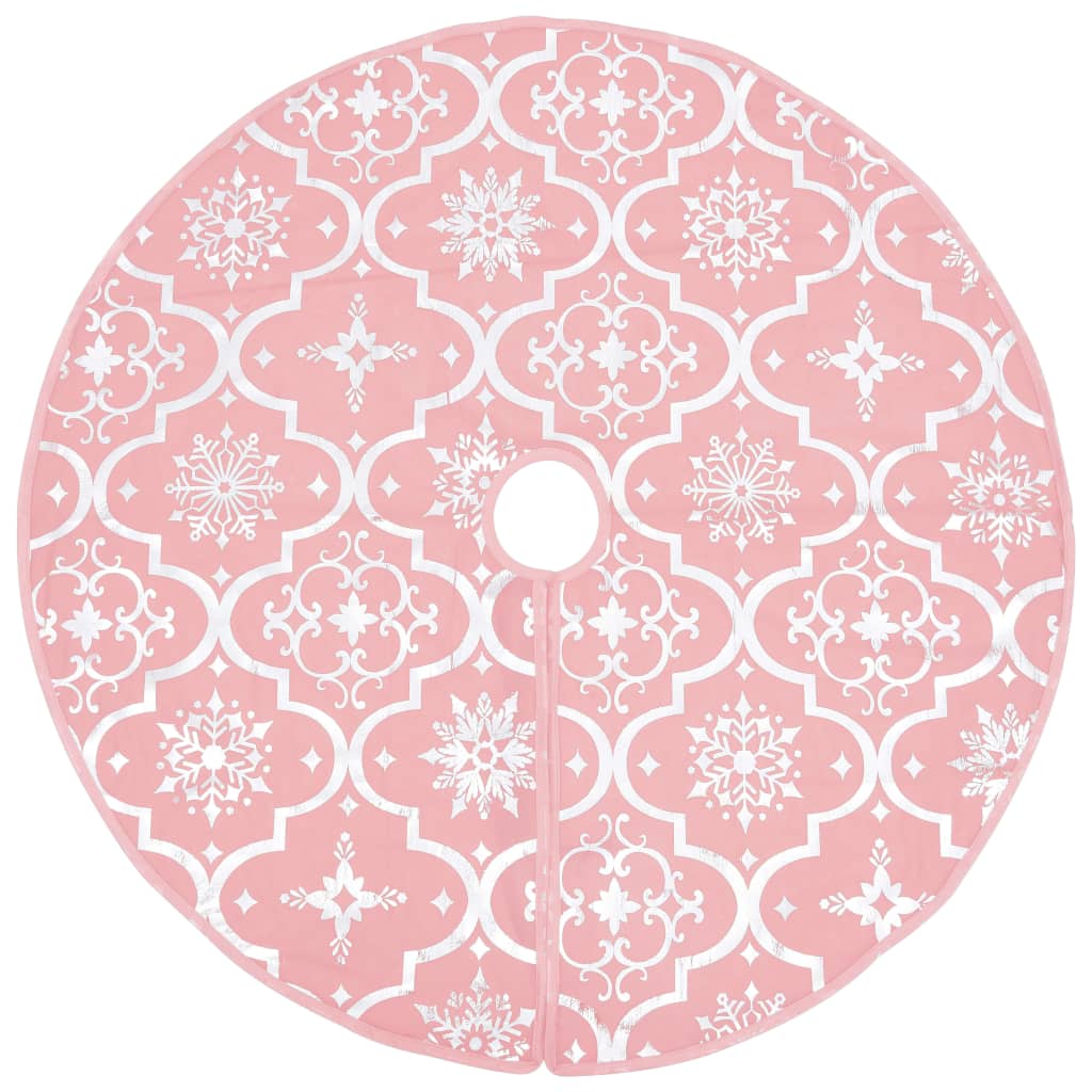 Vidaxl Jupe d'arbre de Noël luxe avec chaussette 90 cm tissu rose