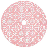 Vidaxl Jupe d'arbre de Noël luxe avec chaussette 122 cm tissu rose