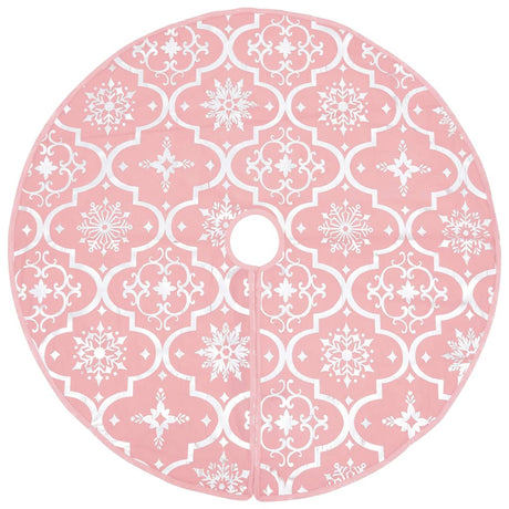 Vidaxl Jupe d'arbre de Noël luxe avec chaussette 122 cm tissu rose
