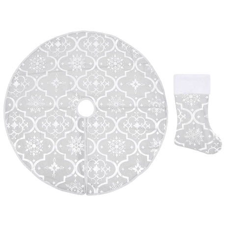 VidaXL jupe de sapin de Noël luxe avec chaussette 90 cm tissu blanc