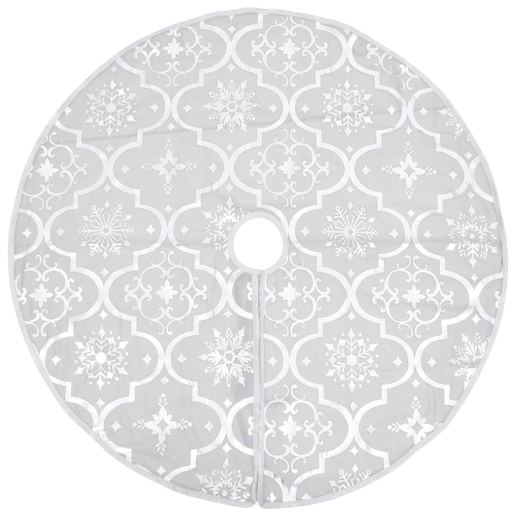 VidaXL jupe de sapin de Noël luxe avec chaussette 90 cm tissu blanc