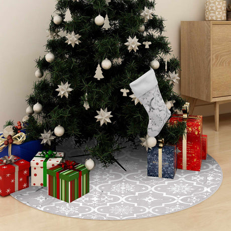 VidaXL jupe de sapin de Noël luxe avec chaussette 90 cm tissu blanc