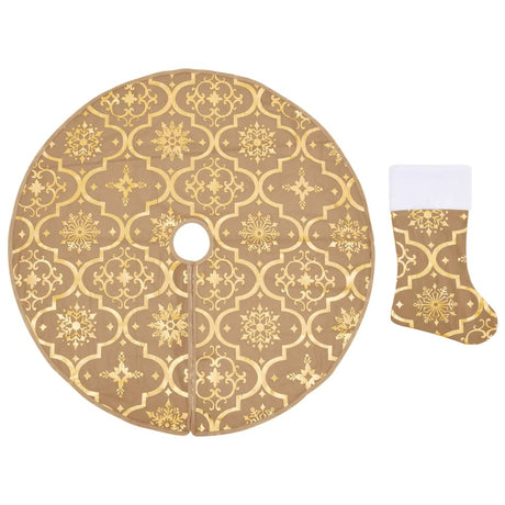 Vidaxl Jupe d'arbre de Noël luxe avec chaussette 122 cm tissu jaune