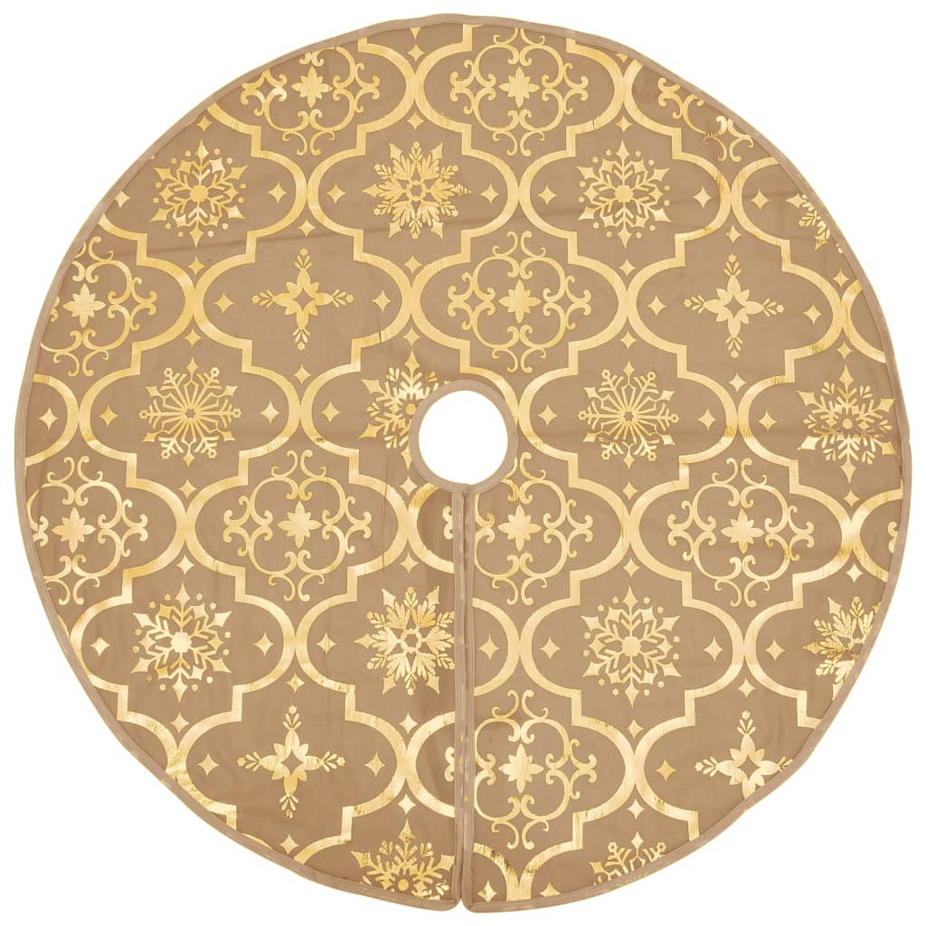 Vidaxl Jupe d'arbre de Noël luxe avec chaussette 122 cm tissu jaune